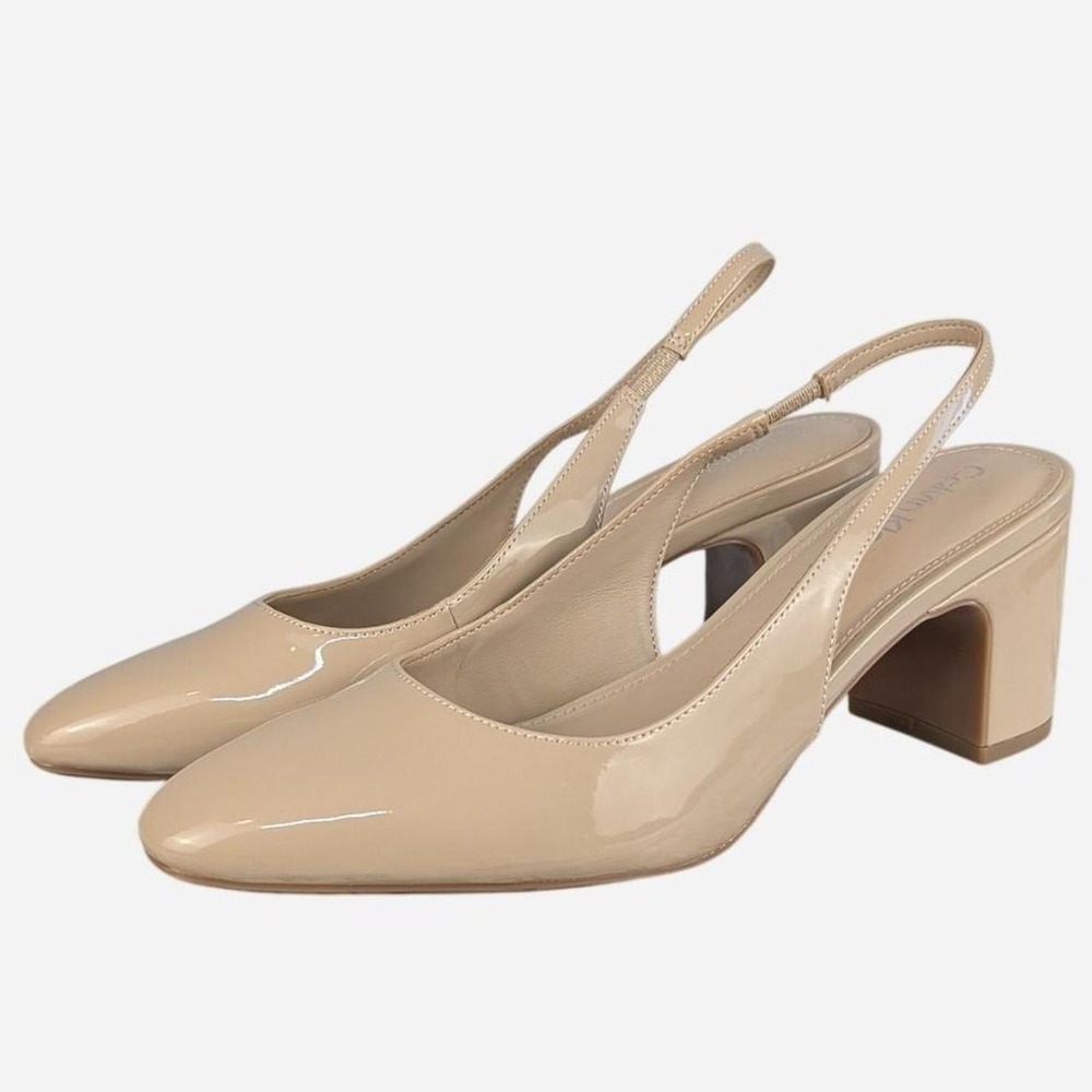 Calvin Klein Scarlet Slingback Pumps Nude Patent 7.5 - Picture 2 of 9